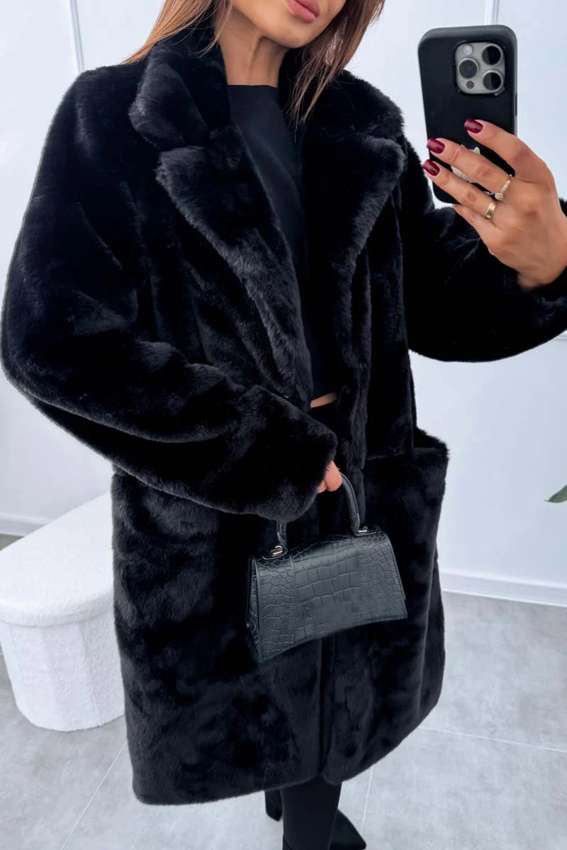 Women's casual loose plush coat